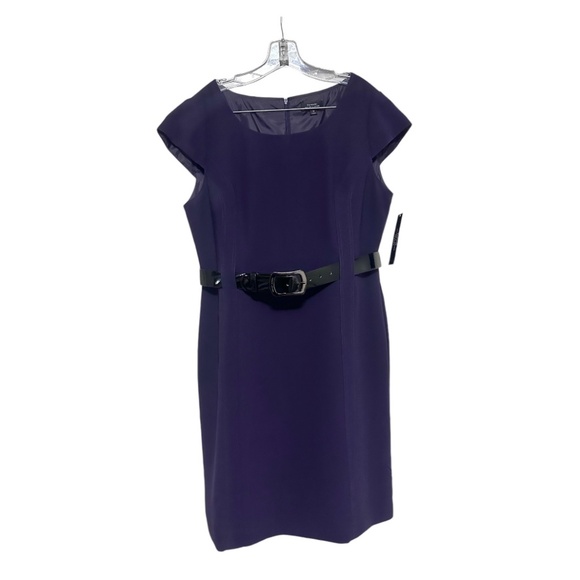 NWT TAHARI Arthur S Levine Women's Deep Purple Cap-Sleeved Sheath Dress sz 16 - Picture 1 of 8